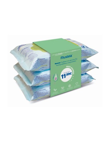 MUSTELA TOALLITAS ECOLOGICAS PACK 180UD (3X60 UNIDADES)